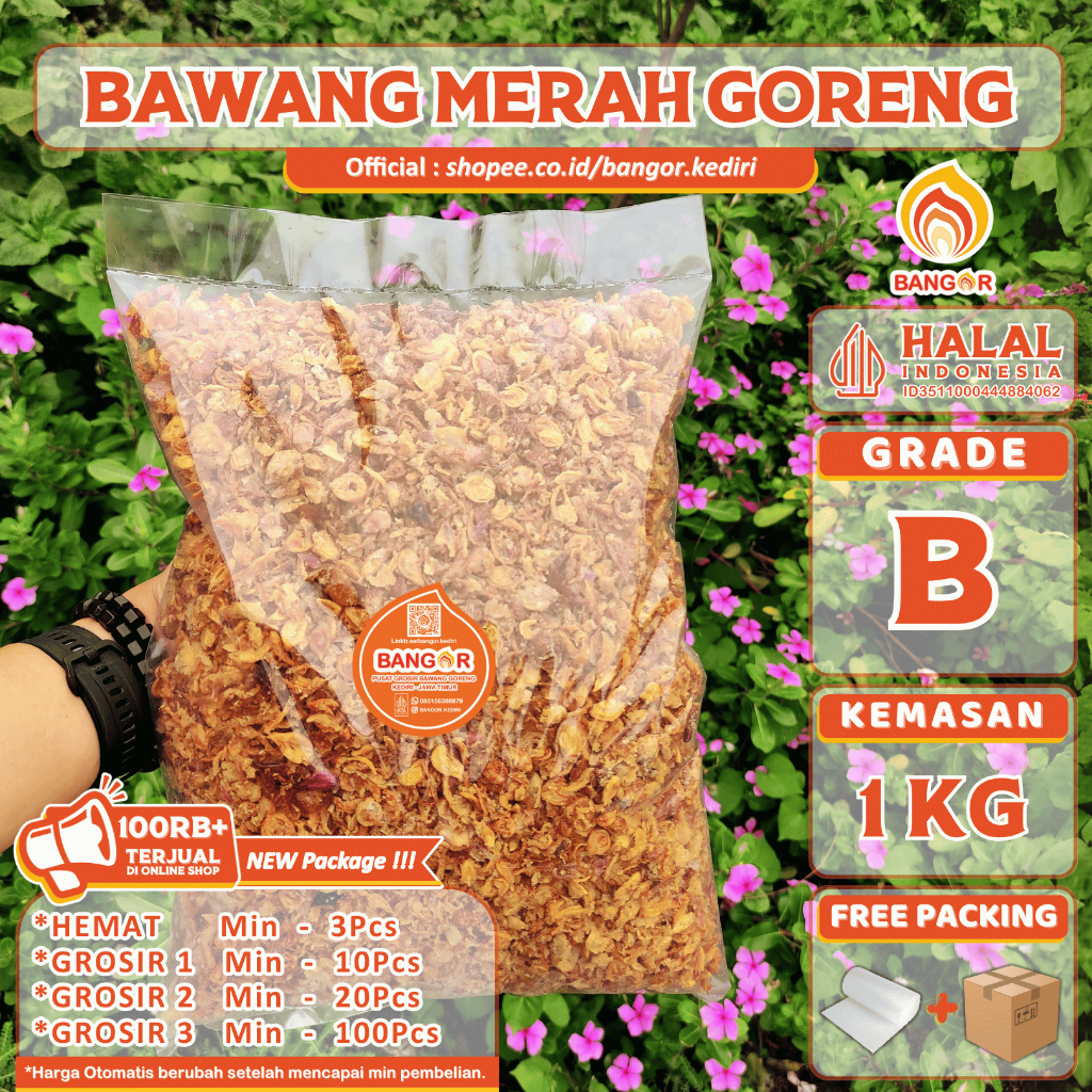 

MERAH-B [ 1 Kg ] Bawang Merah Goreng / Brambang Goreng, Grade B, Refill