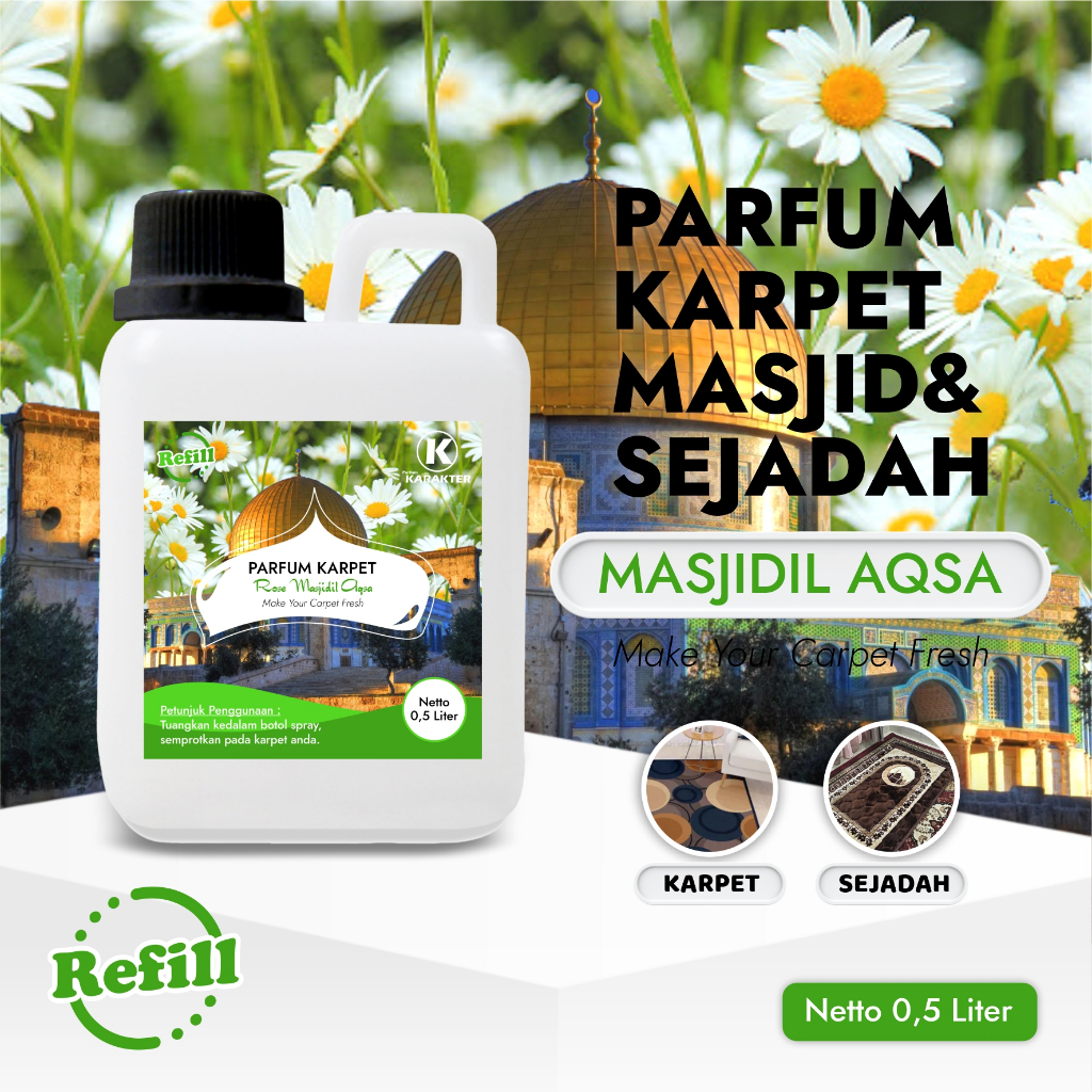 Parfum Karpet & Sajadah Aroma MASJIDIL AQSA | Ukuran 500 ml | Wangi Awet Tahan Lama | Pewangi Karpet