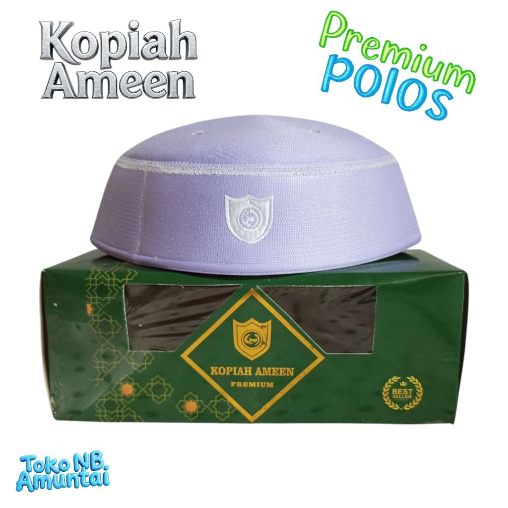 Kopiah AMEEN Premium Polos Putih Keunguan Original Malaysia