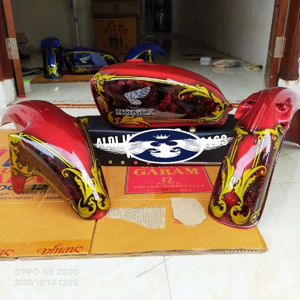 tangki cb body set cb motif full batik Airbrush terbaru kuat anti karat sudah di resin dalamnya