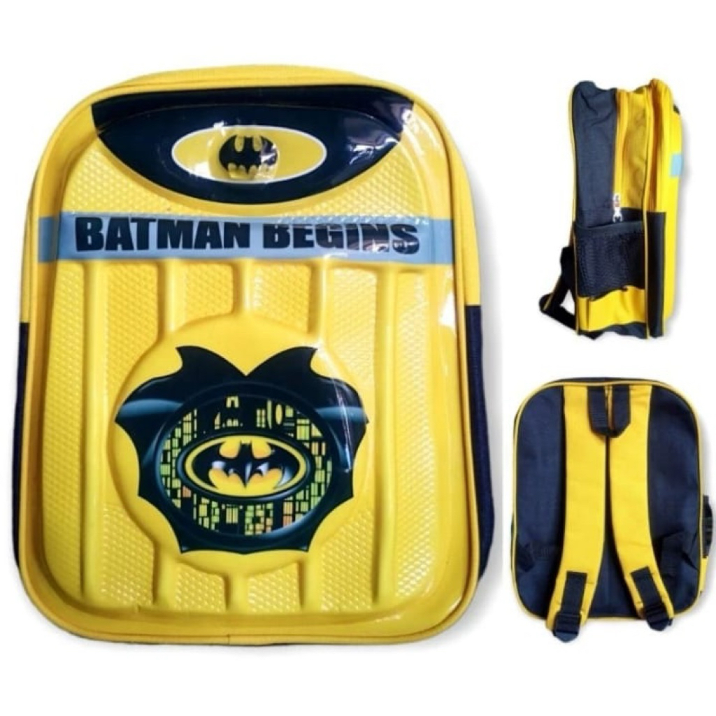 tas anak BATMAN hitam/kuning lampu menyala LED/ tas anak laki laki/tas anak tk