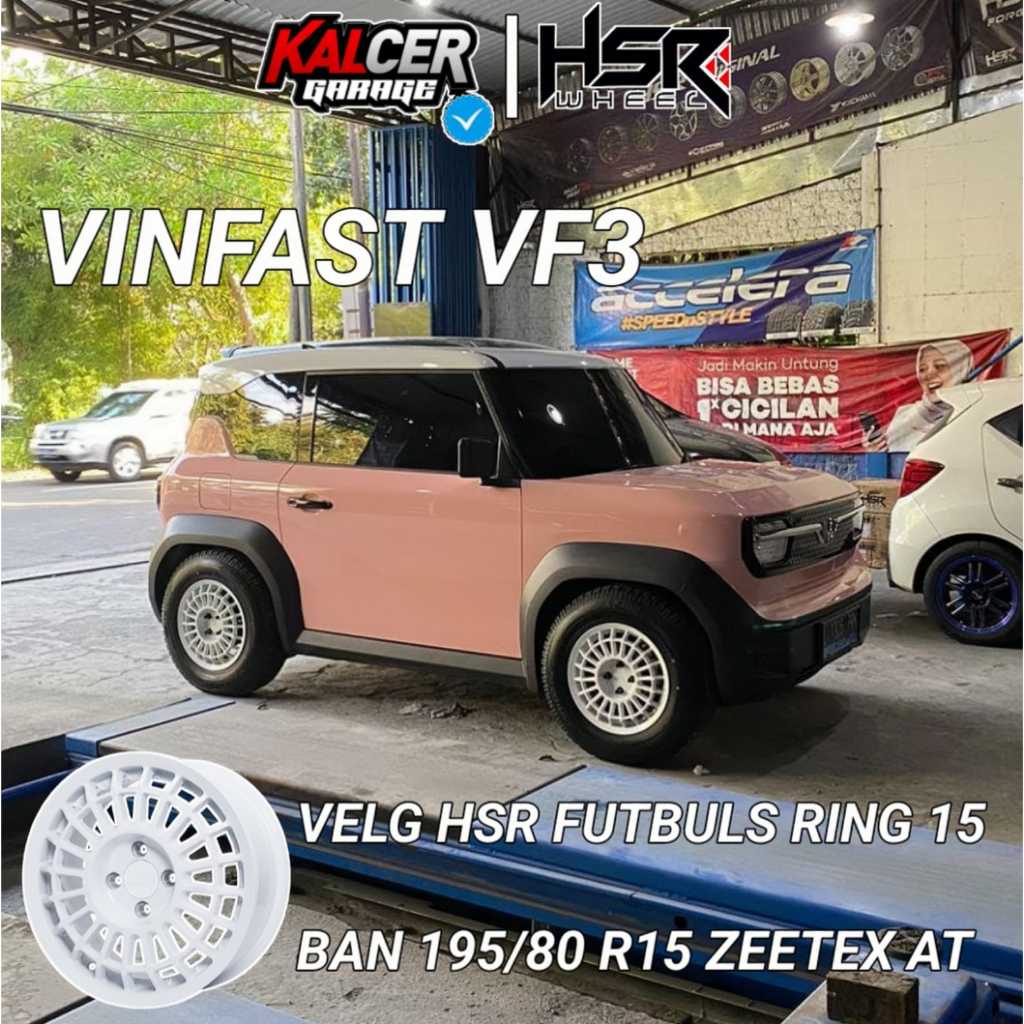VELG RING15 RALLY MOBIL VINFAST VF3 HSR FUTBULS 4X100 ET42 GLOSSY WHITE