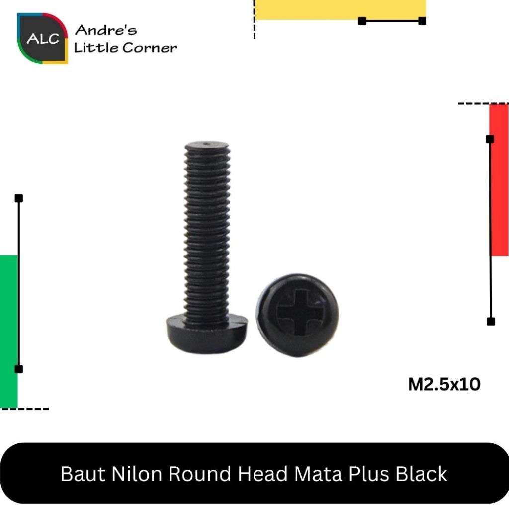Baut Screw Plastik Nilon M2.5 Plastic M 2.5 10mm Mata Plus Black Nylon 10 mm