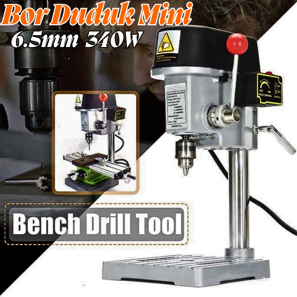 SUROM Mesin Bor Duduk Mini Listrik Bench Drill Press 0.6-6.5mm 340W 12000RPM - BG-5158B