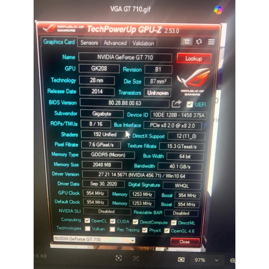 VGA GT 710 2GB DDR5 64 BIT