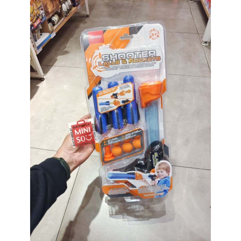 MINISO 🆕 2 in 1 Balls & Rockets Shooter Set / Mainan Pistolan
