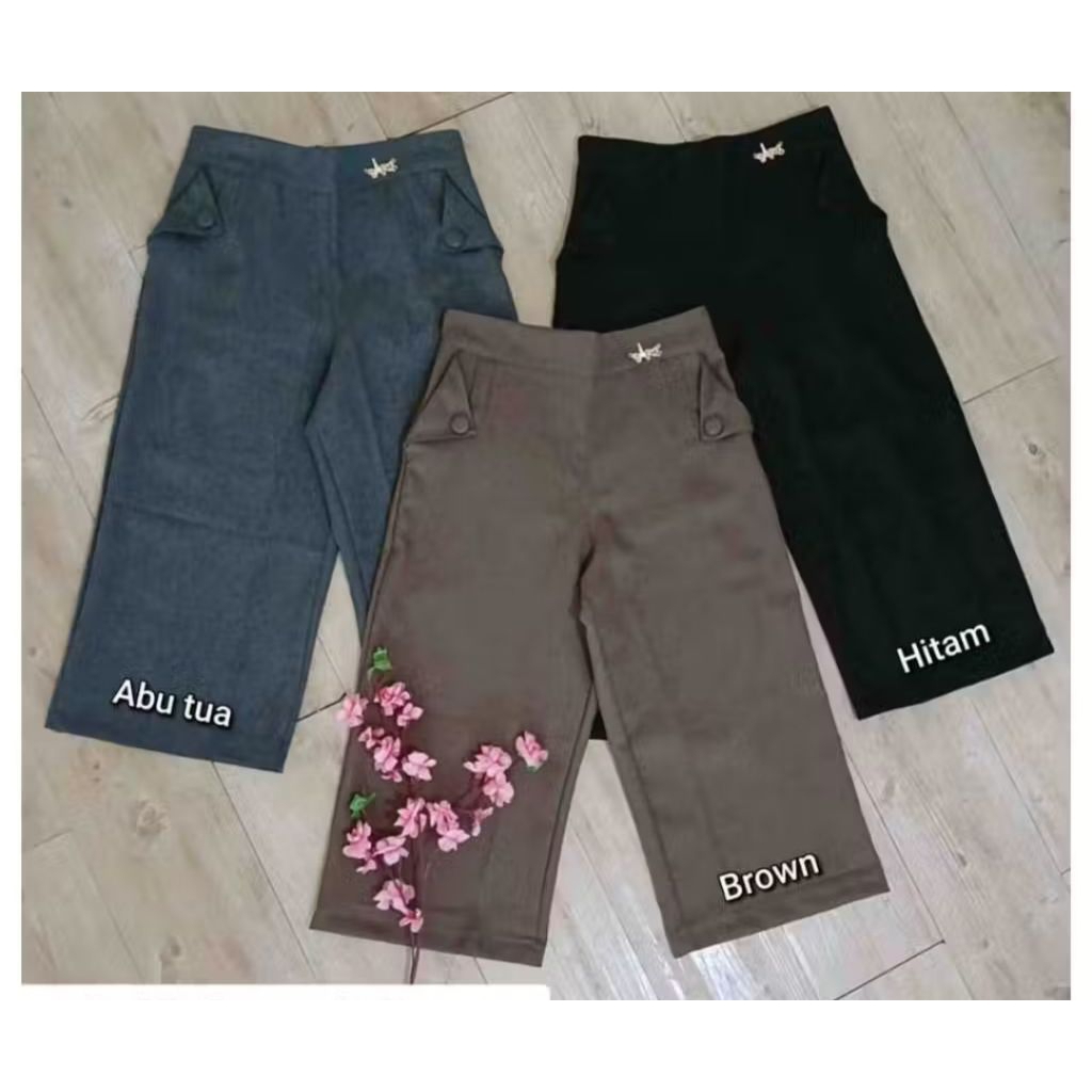 Celana kulot wanita 7/8 katun bawahan pants