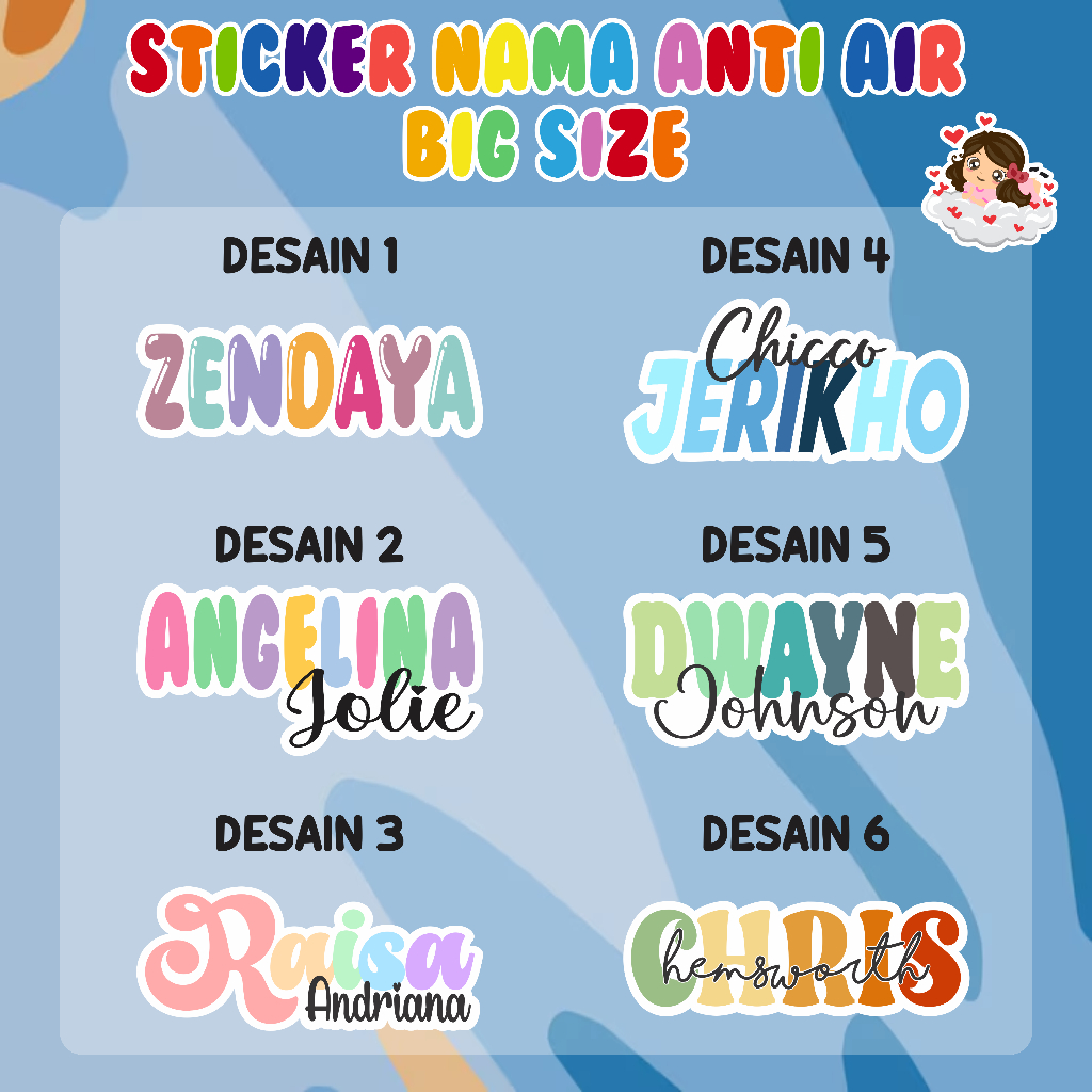 

vol.2 Sticker Nama Anti Air BIG SIZE - Label Nama Anti Air - Sticker Waterproof