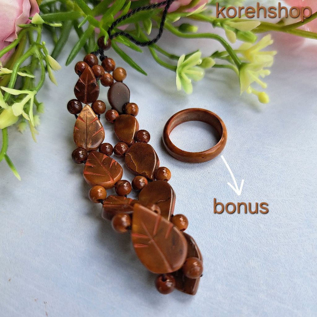 gelang kokah/kaukah/kaokah wanita motif daun full BONUS CINCIN KOKAH