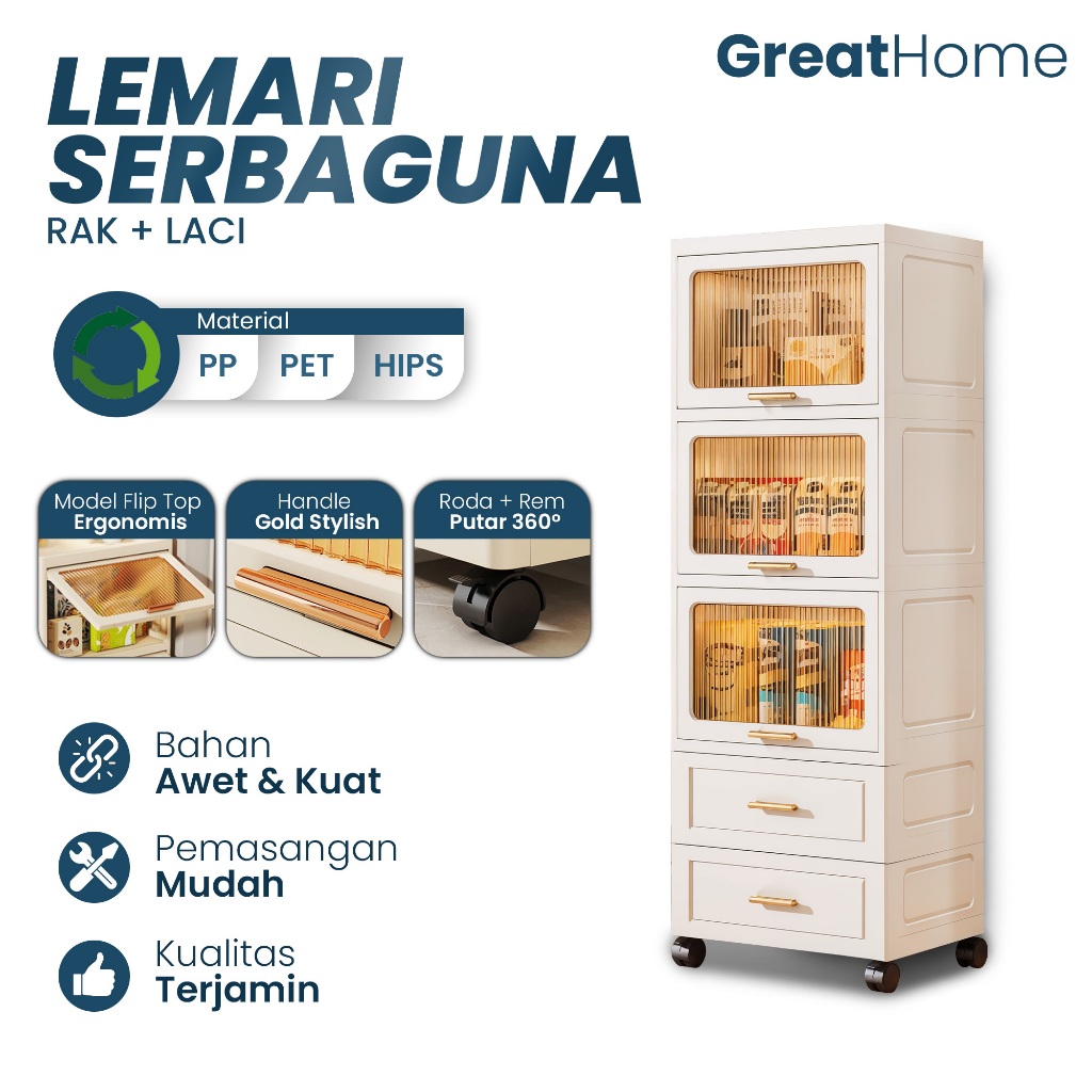 Lemari Plastik Serbaguna Rak + Laci Untuk Pakaian Anak dan Bayi Multifungsi Lebar - AA167