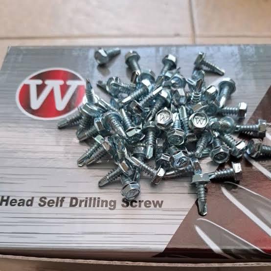 Toko Sekrup Baut Murah Baut Baja Ringan Drilling Atap Galvalum 8x13 isi 200pcs dengan Kunci Kepala 6