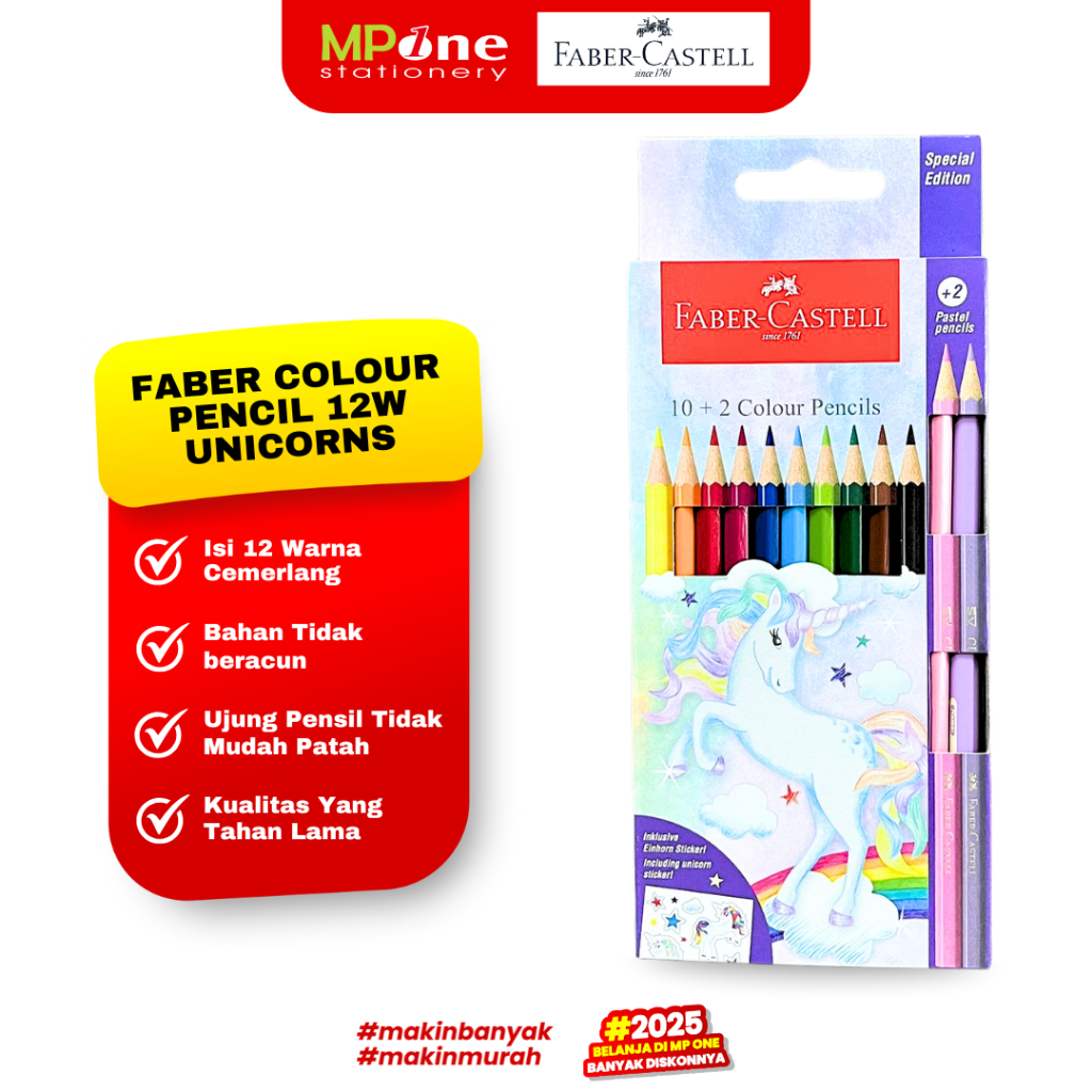 

Faber Castell Pensil Warna 12 Warna Pastel Special Edition Unicorn / Colour Pencil 12 Colours FABER CASTELL