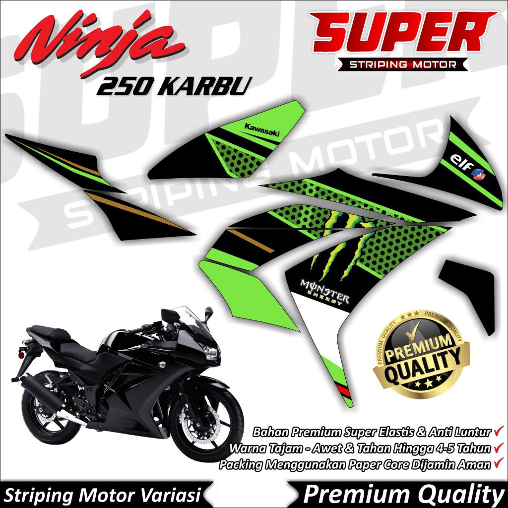 Stiker Ninja 250 Karbu Anti Luntur keren Striping Ninja 250 Karbu Striping Kawasaki Ninja 250 Karbu 