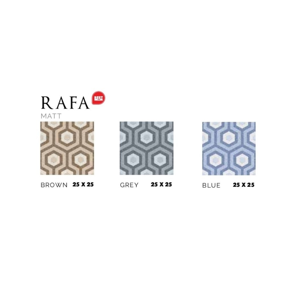 KERAMIK MEREK ASIA TILE TYPE RAFA BROWN RAFA GREY RAFA BLUE UKURAN 25X25 MATT