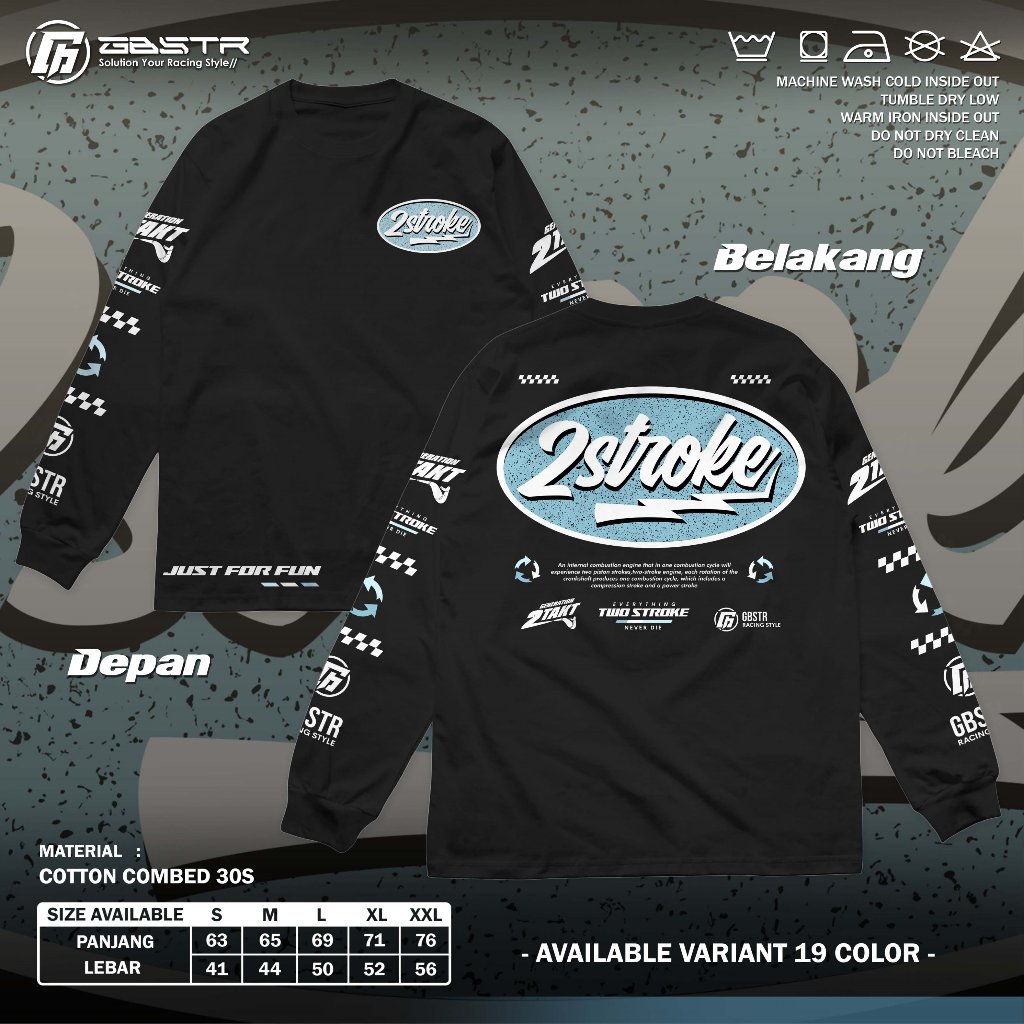 KAOS 2 STROKE RACING LENGAN PANJANG - Two Stroke T-Shirt Longsleeve I Baju 2 Tak Herex Fiz R Ninja R