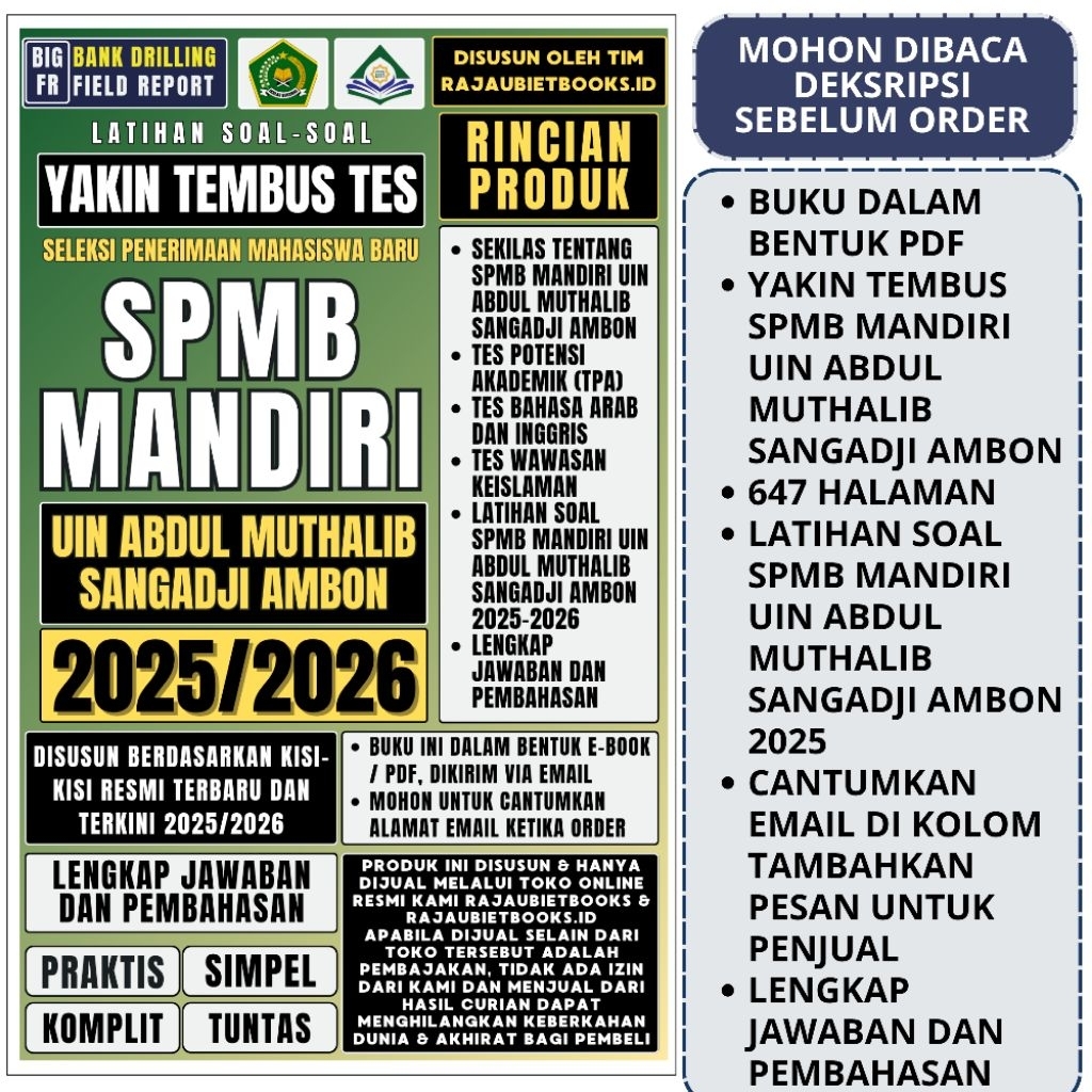 BUKU YAKIN TEMBUS TES SPMB MANDIRI UIN ABDUL MUTHALIB SANGADJI AMBON 2026 - SPMB MANDIRI UIN AMBON 2