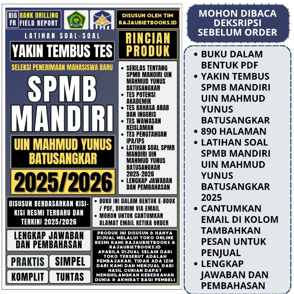 BUKU YAKIN TEMBUS TES SPMB MANDIRI UIN MAHMUD YUNUS BATUSANGKAR 2025 - SPBM MANDIRI UIN MY BATUSANGK