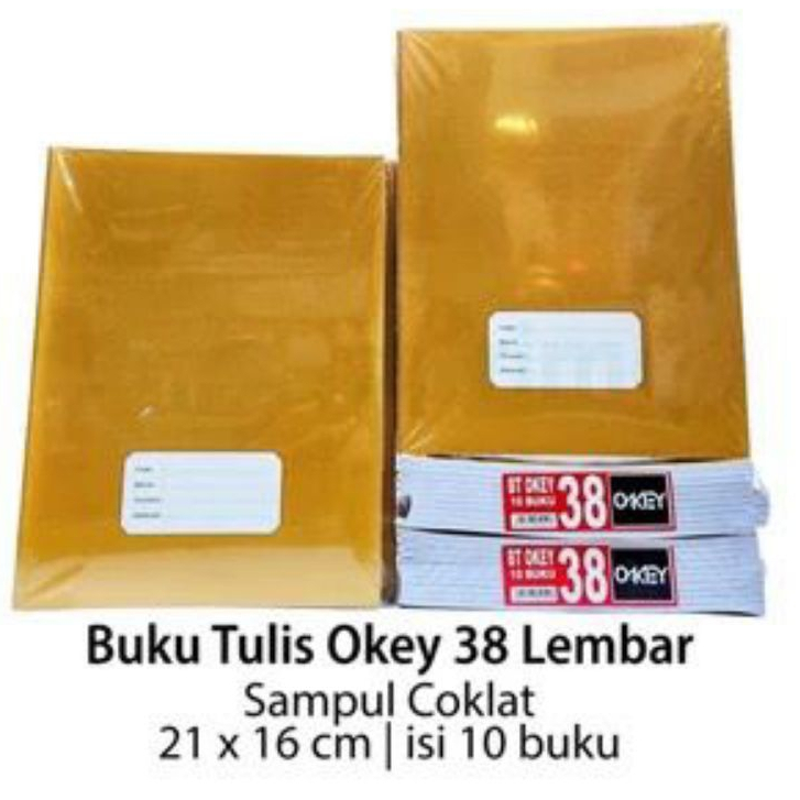 

Okey Buku Tulis Okie 38 Lembar Sampul Coklat , Batik 21 x 16 cm | Isi 10 buku