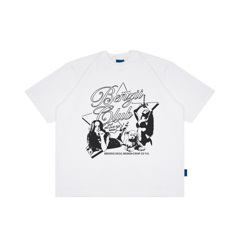 ORI BENZII CLUB - T Shirt 16s Oversized Semi Boxy Fit Tee Heavy Cotton Wallace White