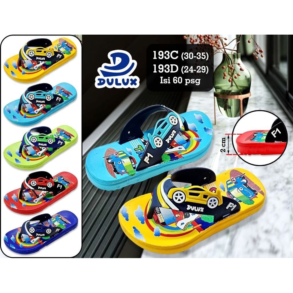 [GROSIR] Sandal Anak Dulux 193 C Motif Mobil Kartun – Ukuran 30–35