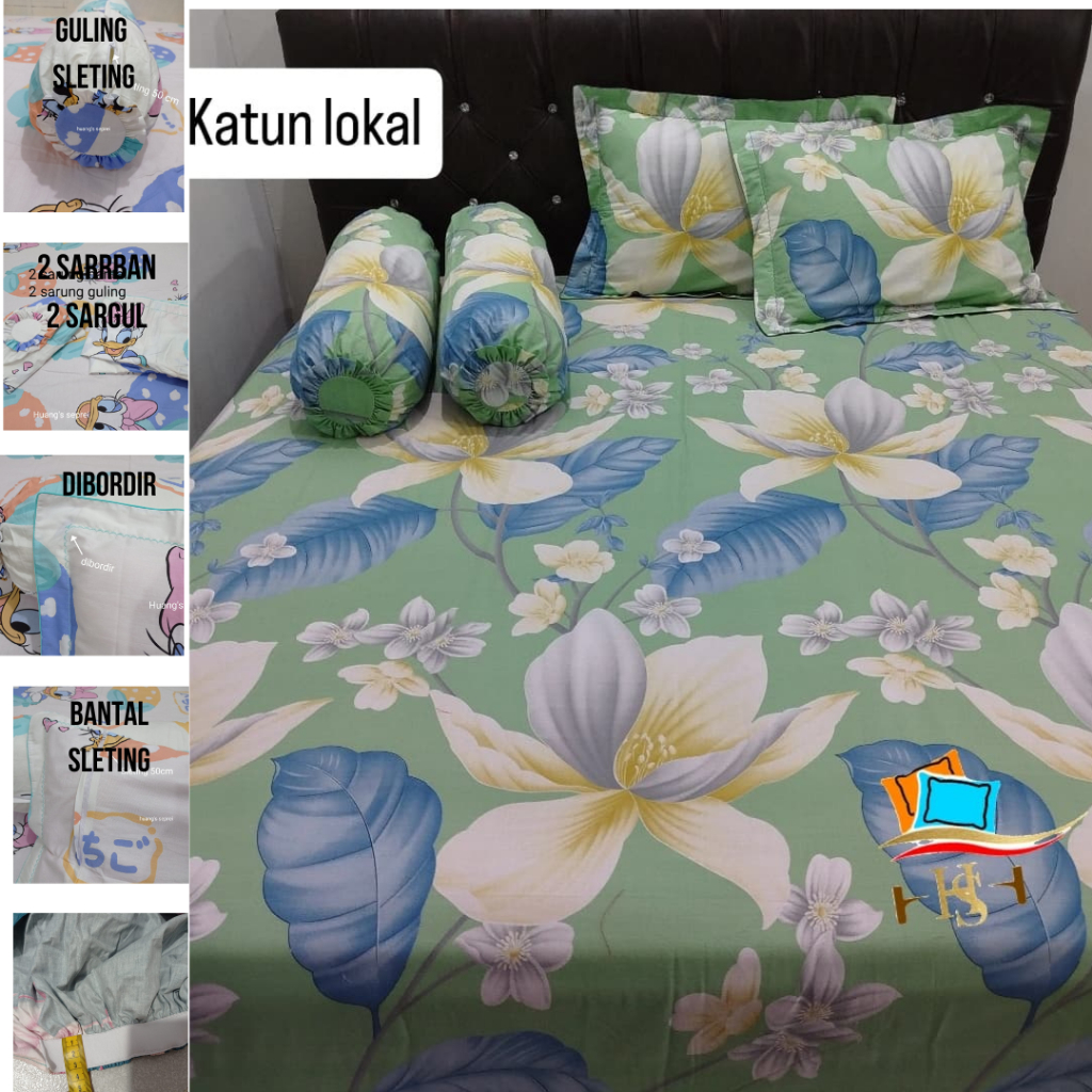Huang’s_Sprei Sprei Homemade Katun Lokal Star,Beverly,Esra set motif dewasa 30x200x200_30x180x200_30