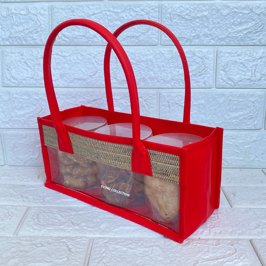 

Tas Parcel Mika Mendong (Merah) Ukuran 3 Toples Siinder Tas Mika Hampers