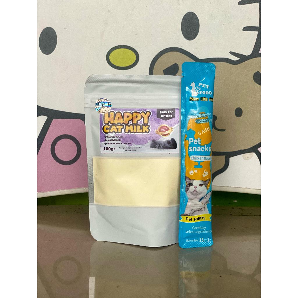 susu kucing HAPPY CAT MILK dan snack kucing dewasa, bayi baru lahir
