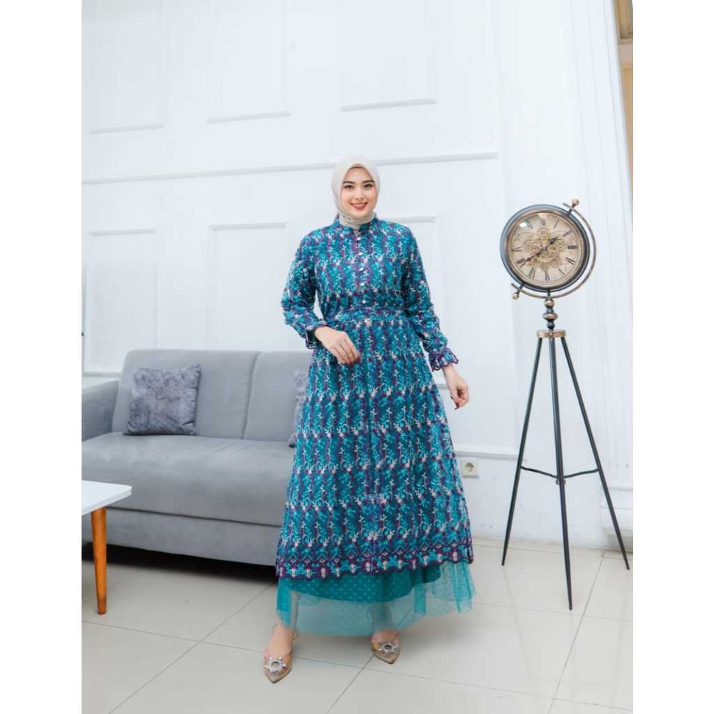 Havva Label -  Resyha Set Gamis Outer Brukat Premium. Brukat Iner + Outer lepas pasang. Dres Kondang