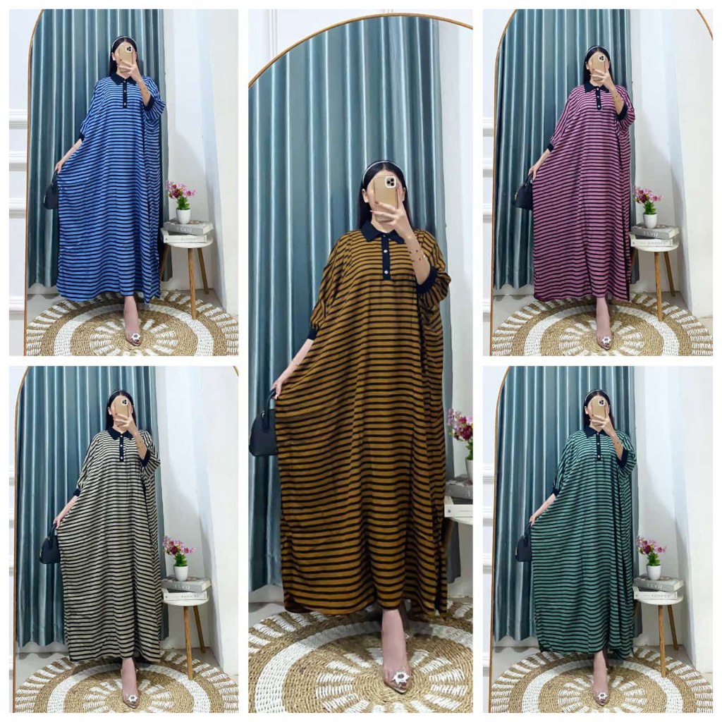 Kaftan Bella Motif Salur Kekinian