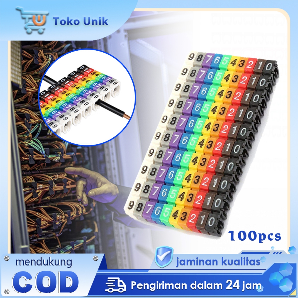 Marker Number Cable 100pcs Label Kabel Jaringan 2.5mm Penanda Nomor Kabel C Type Label Kabel UTP