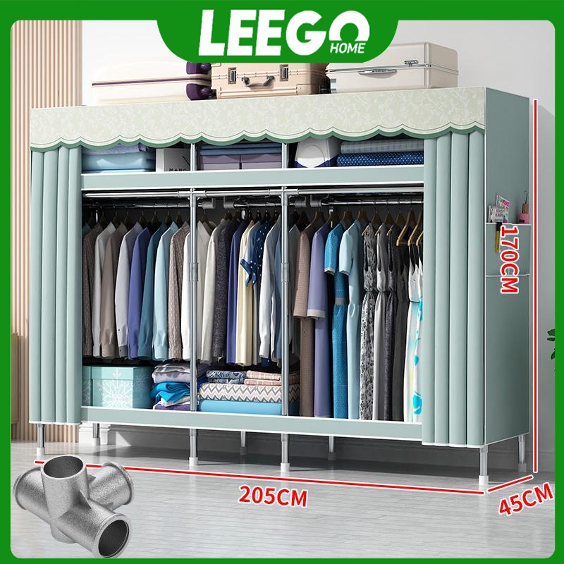 Lemari Baju Gantung 20MM Pipa Baja Lemari Pakaian Portable Tabung Baja Rak Organizer Penyimpanan