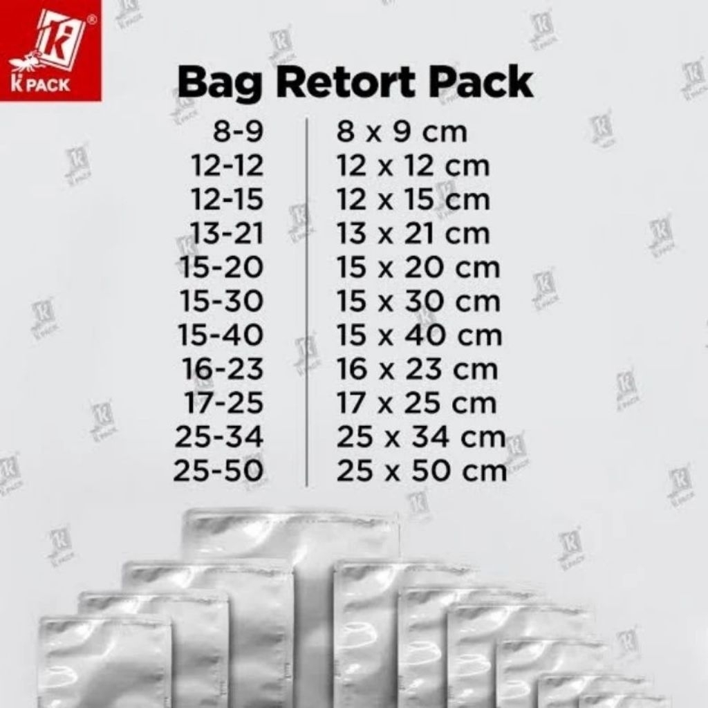 Kemasan Retort Merk Kpack/Bag Retort Pack Isi 100 Tbk