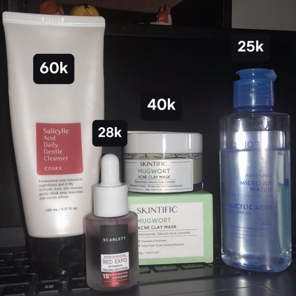 [PRELOVED] COSRX FACIAL WASH SALICYLIC ACID || SCARLETT PEELING SERUM || SKINTIFIC MUGWORT CLAY MASK