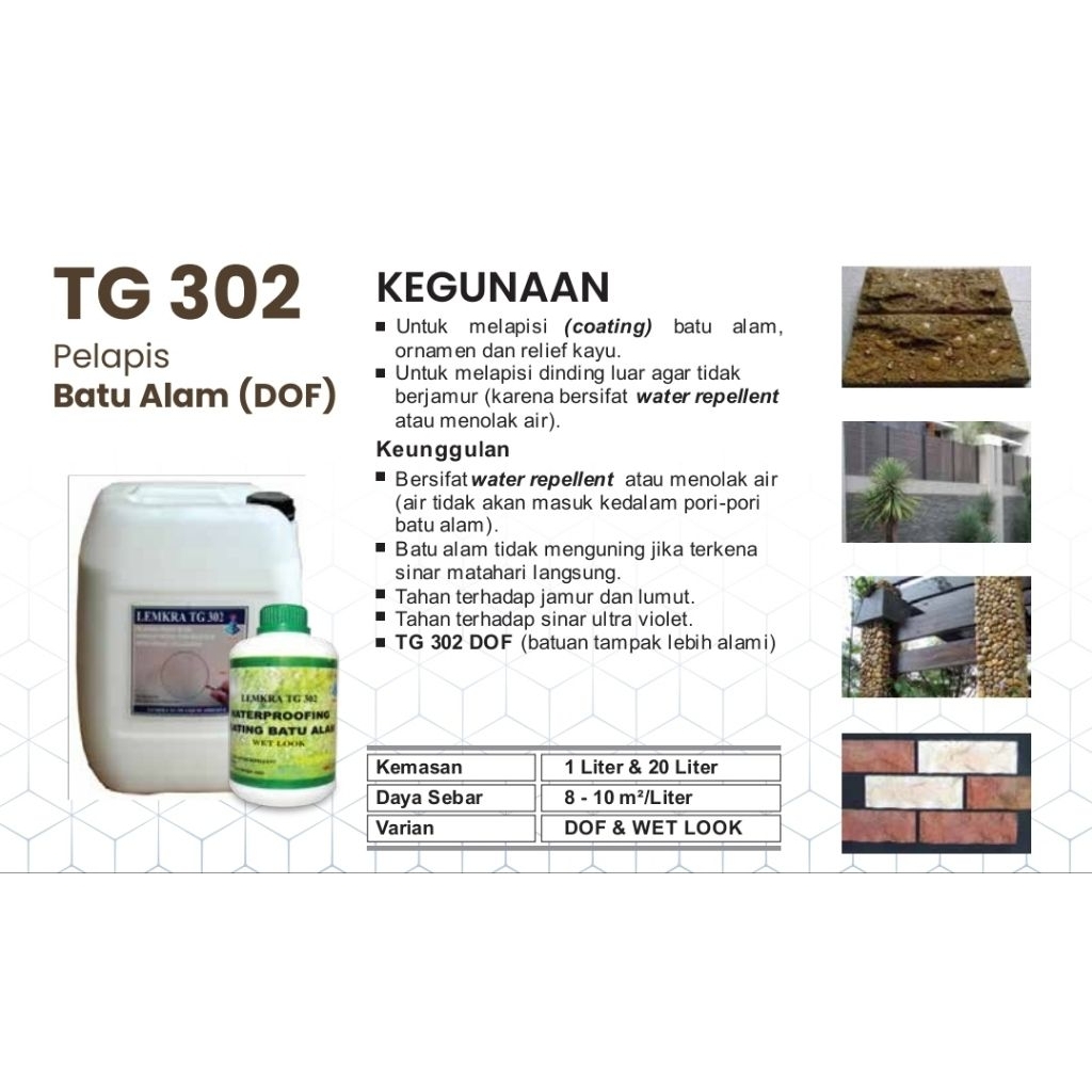 PELAPIS BATU ALAM MEREK LEMKRA TYPE TG 302 UKURAN 20LITER