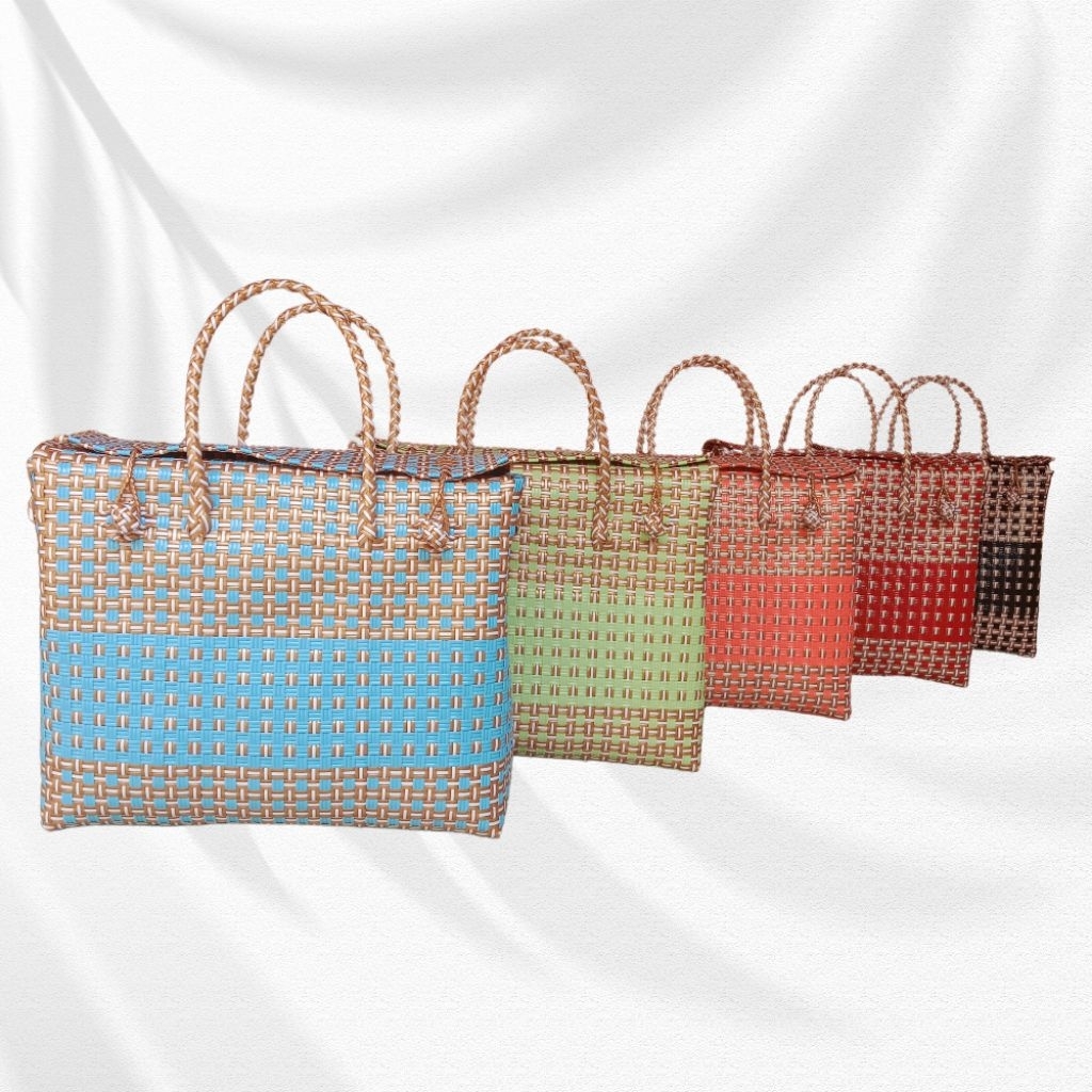 Tas Anyaman Plastik Koper – Custom Nama -  Multifungsi - Custom Warna/Desain