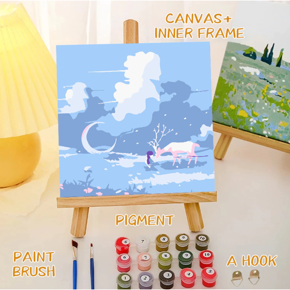

Paint By Number Kit 20x20CM / Melukis Dengan Panduan Nomor Lukisan Kanvas DIY Digital Painting Kit
