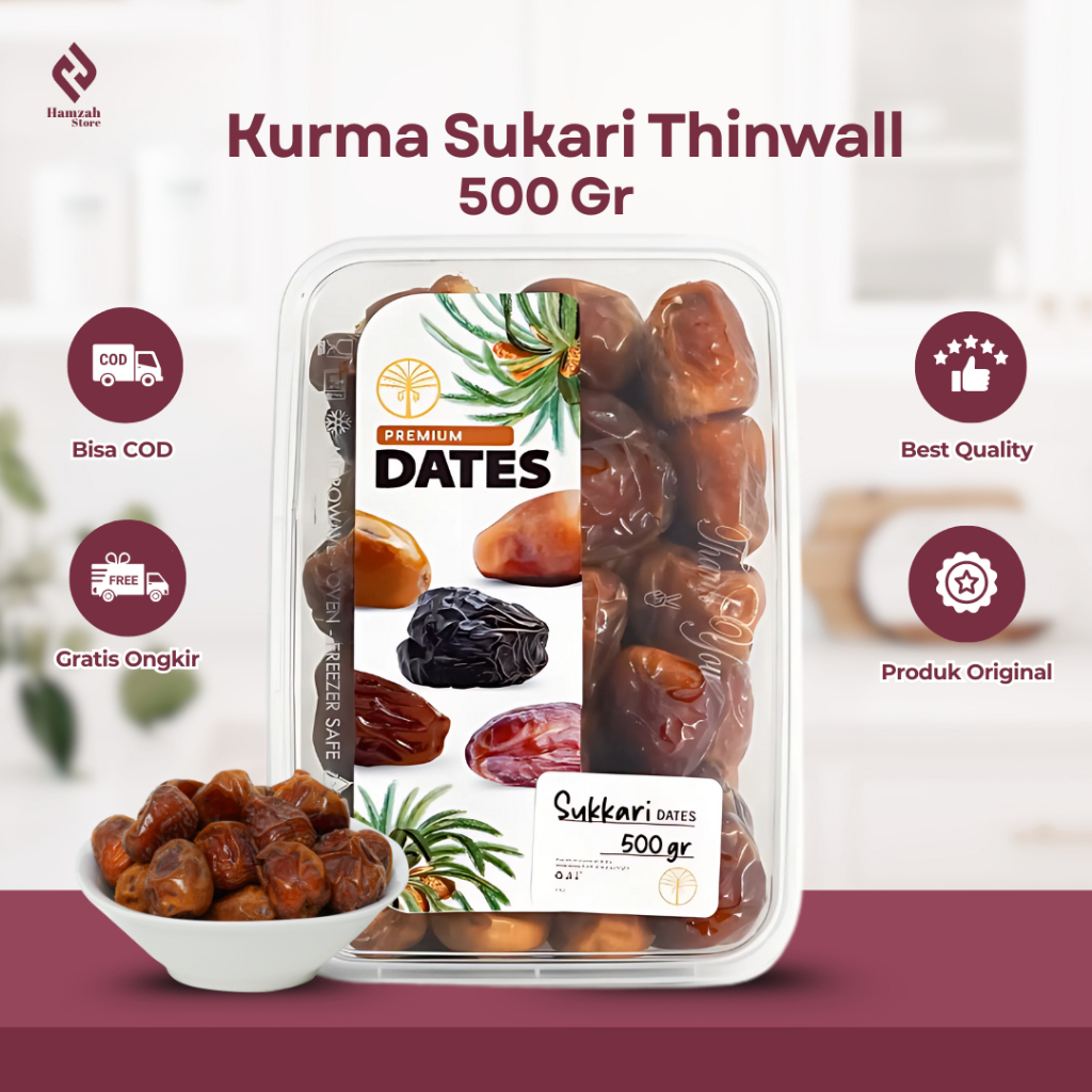 

Kurma Sukari Thinwall 500 gr - Kurma Raja Premium