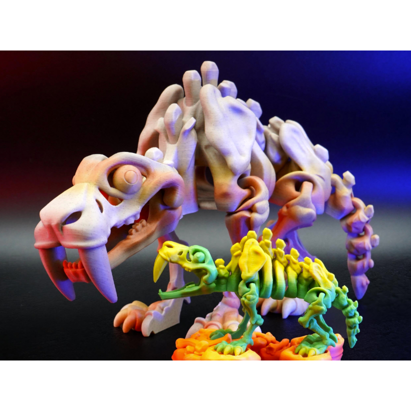 Cuero Mainan Skeleton Saber Tooth Tiger Artikulasi Macan Purba