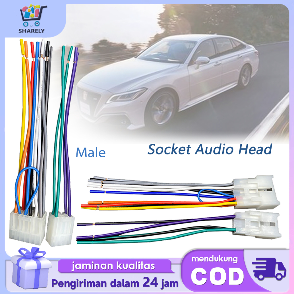 Soket Audio Male Female Head Unit Mobil Untuk Toyota Calya Xenia 150mm Premium