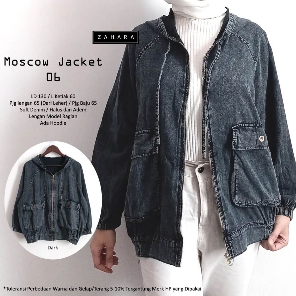 MOSCOW jacket | ld 130 | Soft Denim | by ZAHARA | outer jeans wanita jumbo lengan panjang kekinian