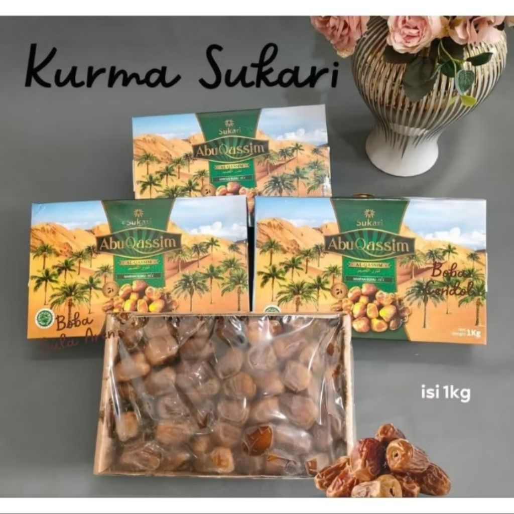 

TERMURAH || KURMA SUKARI 1KG ABU QASSIM / KURMA SUKKARI PREMIUM / KURMA LEMBUT SAUDI / KURMA SUKKARI 1KG ASLI SAUDI