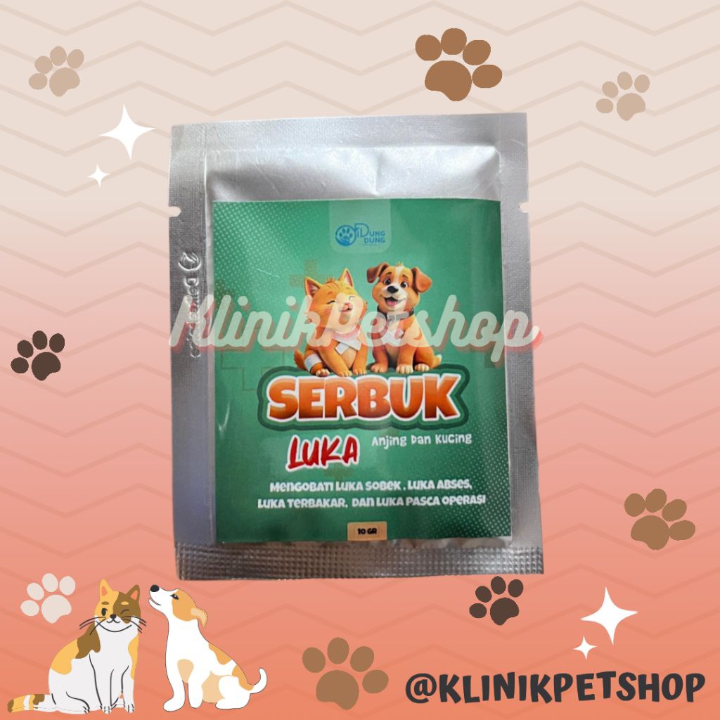 DUNGDUNG Serbuk Obat Luka Luar Cakar Bernanah Pasca Operasi Antiseptik Antibiotik Kucing Anjing 10gr