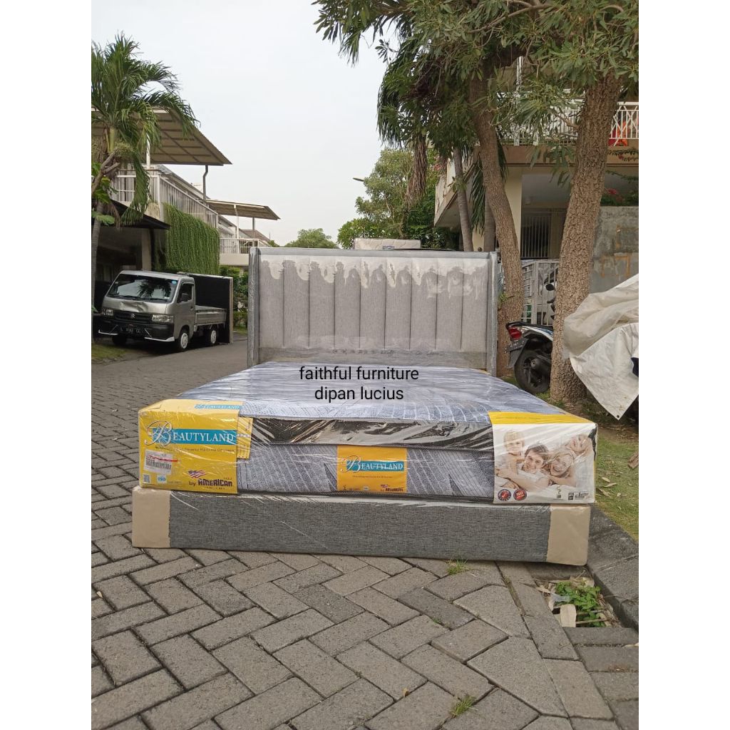 spring bed set american beautyland comfort top( dipan kasur dan snadaran)