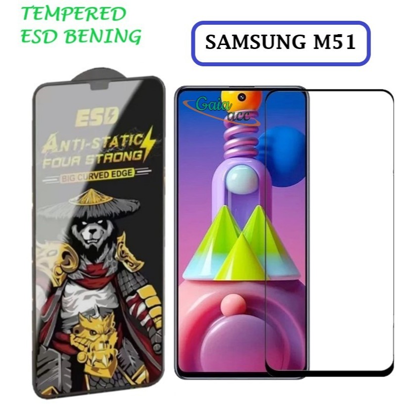 SAMSUNG M51 TEMPERED GLASS PREMIUM -TG ANTI STATIC ESD Tempered Glass ESD Full Cover Anti Static
