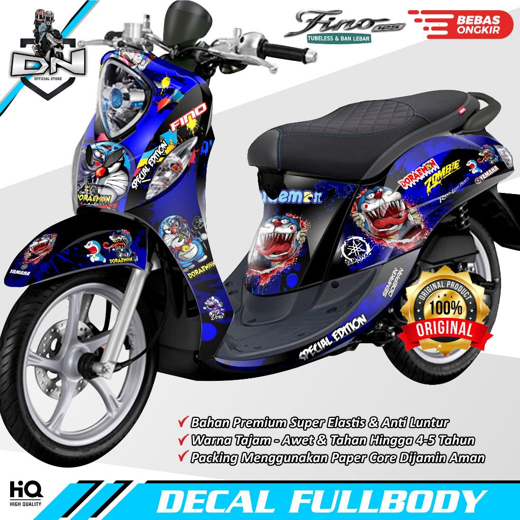 Sticker Decal Fullbody Variasi Lis Motor Fino 125 New Motif Doraemon Zombie Motorcycle