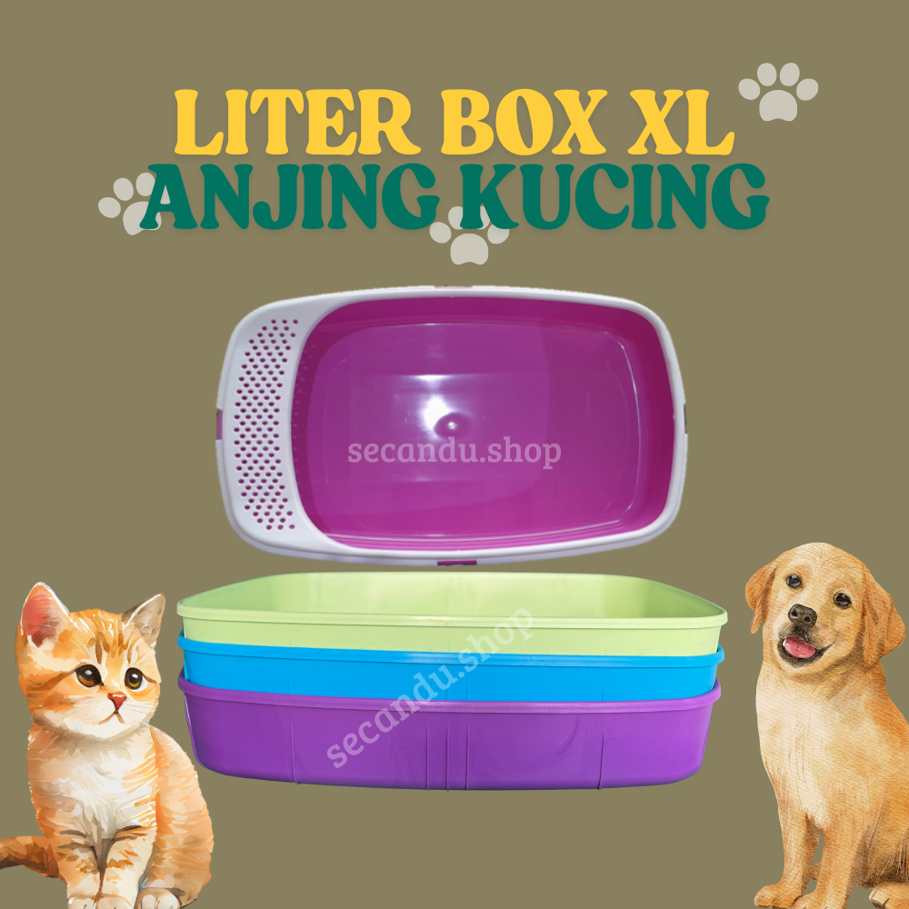 Litter Box Kucing Jumbo XL Bak Pasir Toilet Kucing Jumbo Tempat Pup Kucing Liter Box Kucing Kotak Li