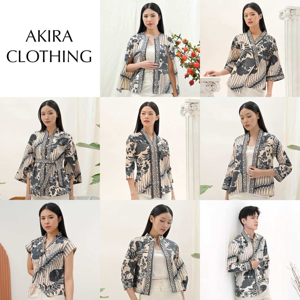 Atasan Batik Wanita Modern Cream AAG - Batik Couple - Batik Seragam - Batik Unik - Dress Batik - Bat