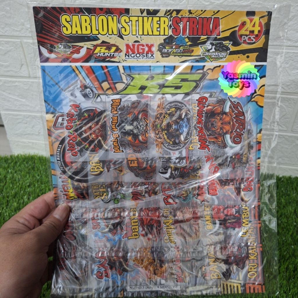 

Sablon stiker setrika perlembar isi 20pcs logo sound dan logo banteng