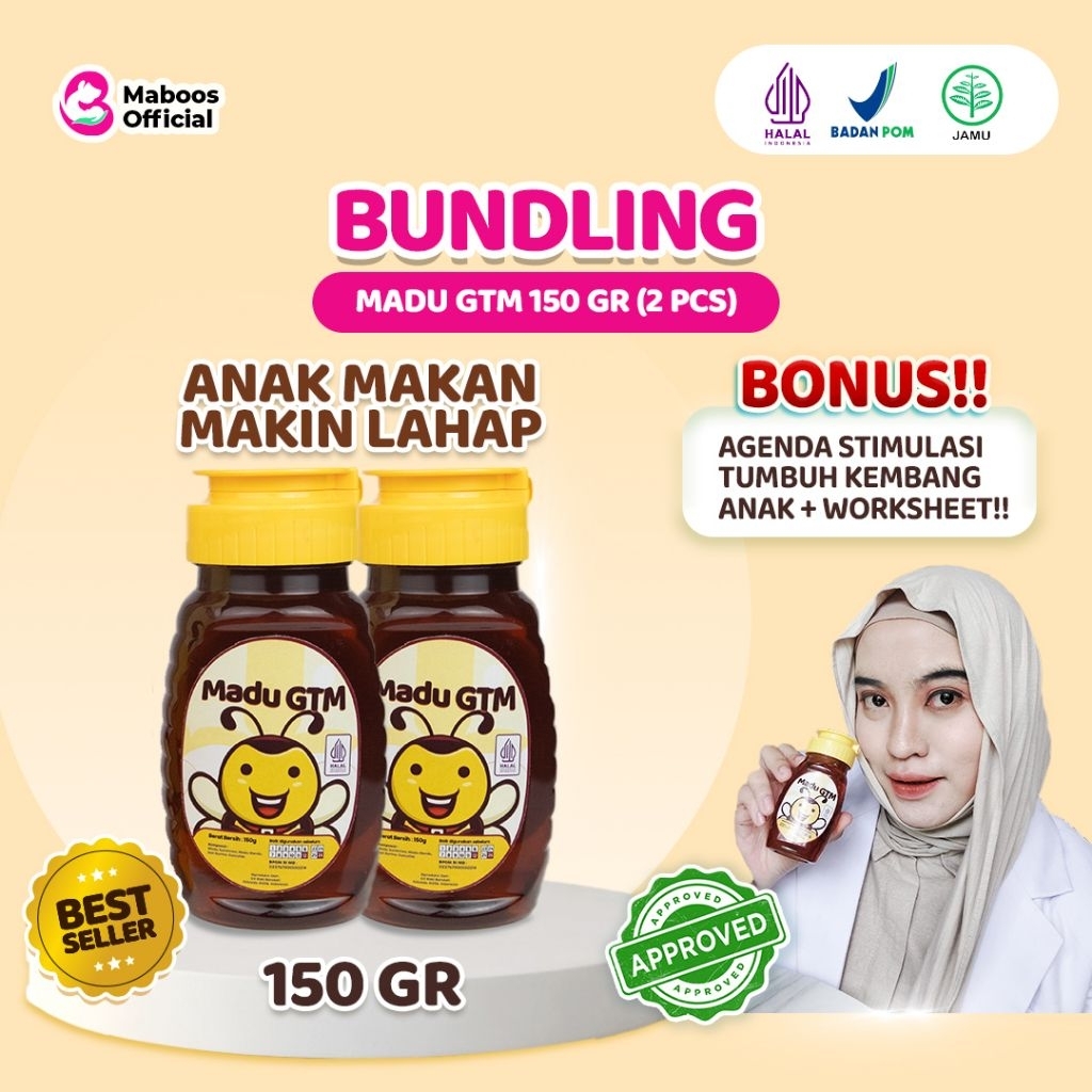 

Madu GTM | Multivitamin Penambah Napsu Makan Penggemuk Badan Menaikkan Berat Badan Anak 1 Tahun – Bundling GTM 150gr 2 pcs