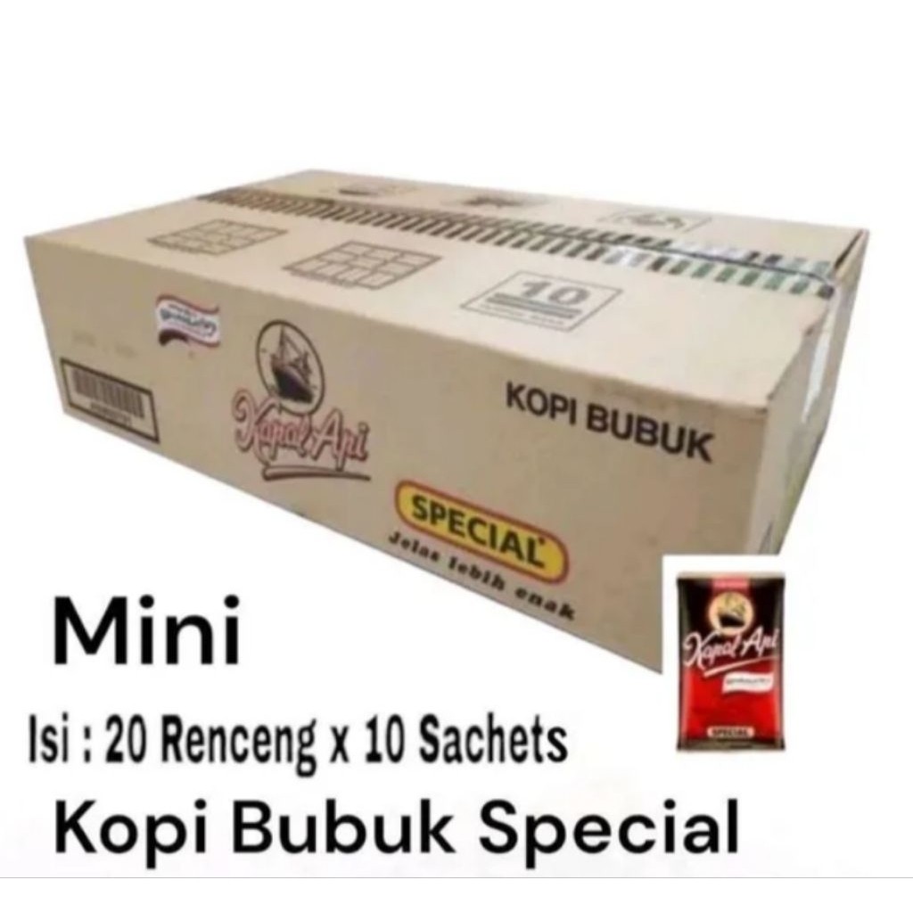 

Kapal Api Special Mini Kopi Bubuk 1 Karton [ 20 Renceng x 10 Sachet ]